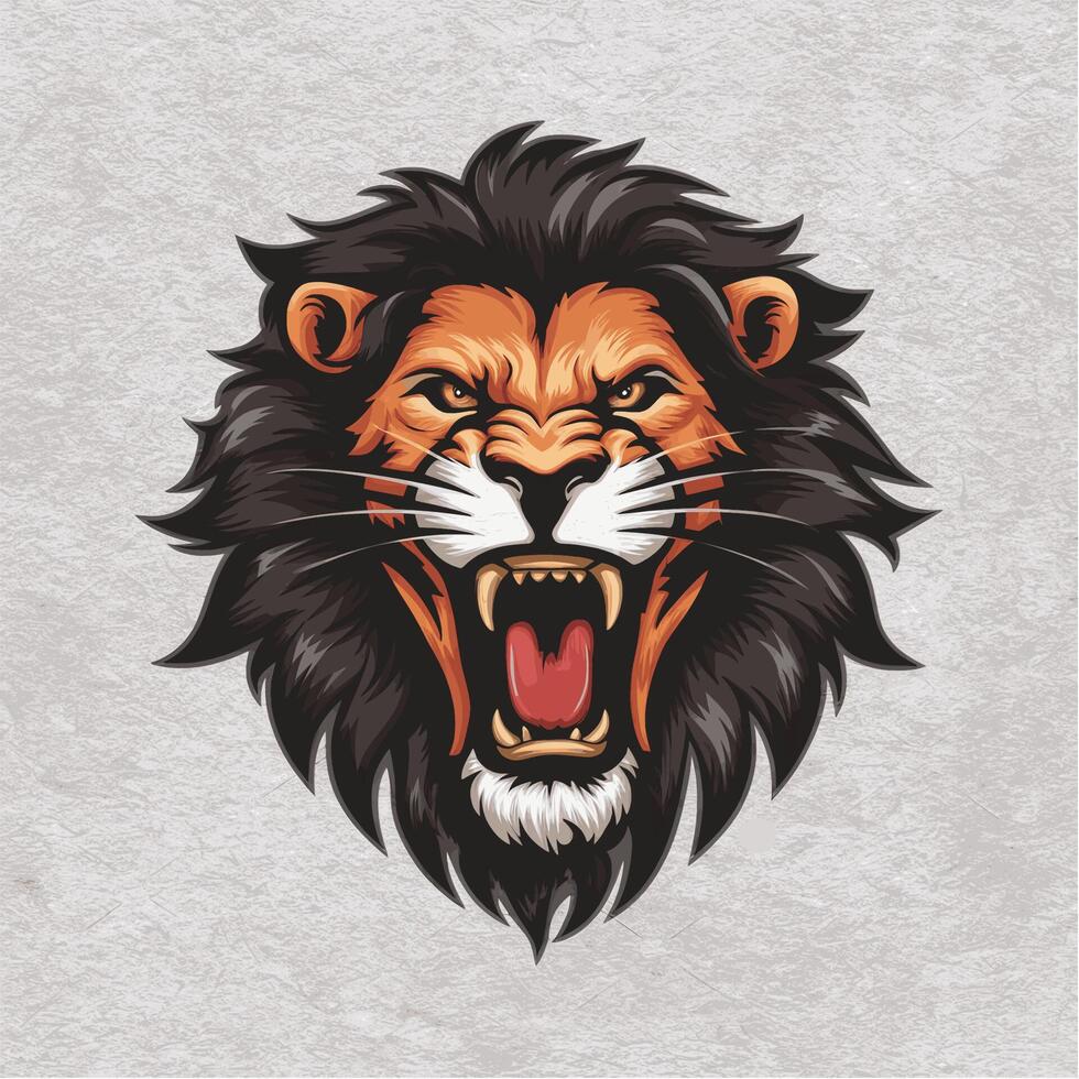 lion head illustration design logo on silver background vector
