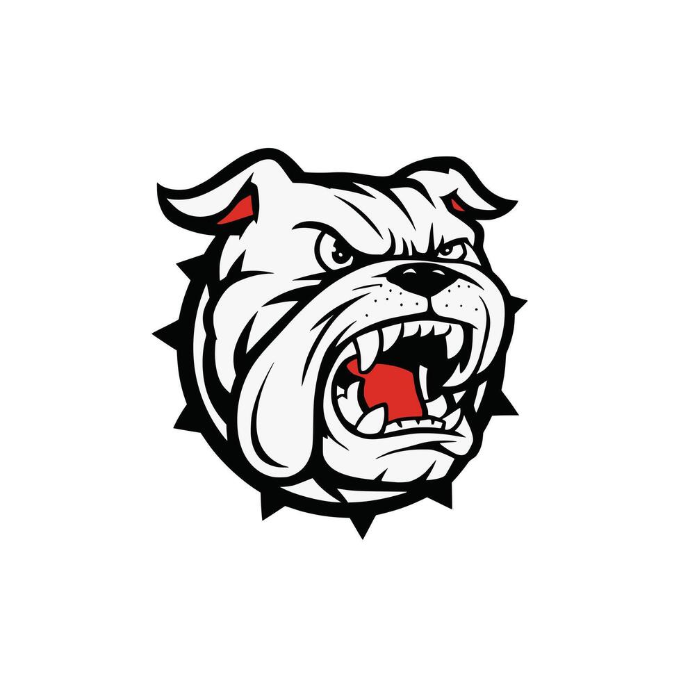 bulldog head roar design logo illustration vector