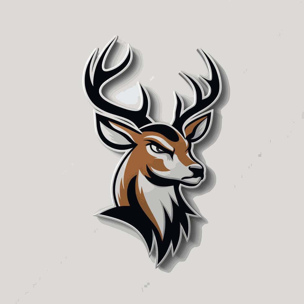 deer design illustration logo on silver background vector