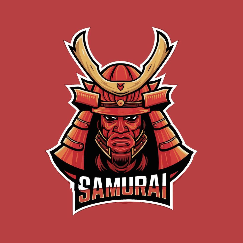 samurai design character illustration on red background vector
