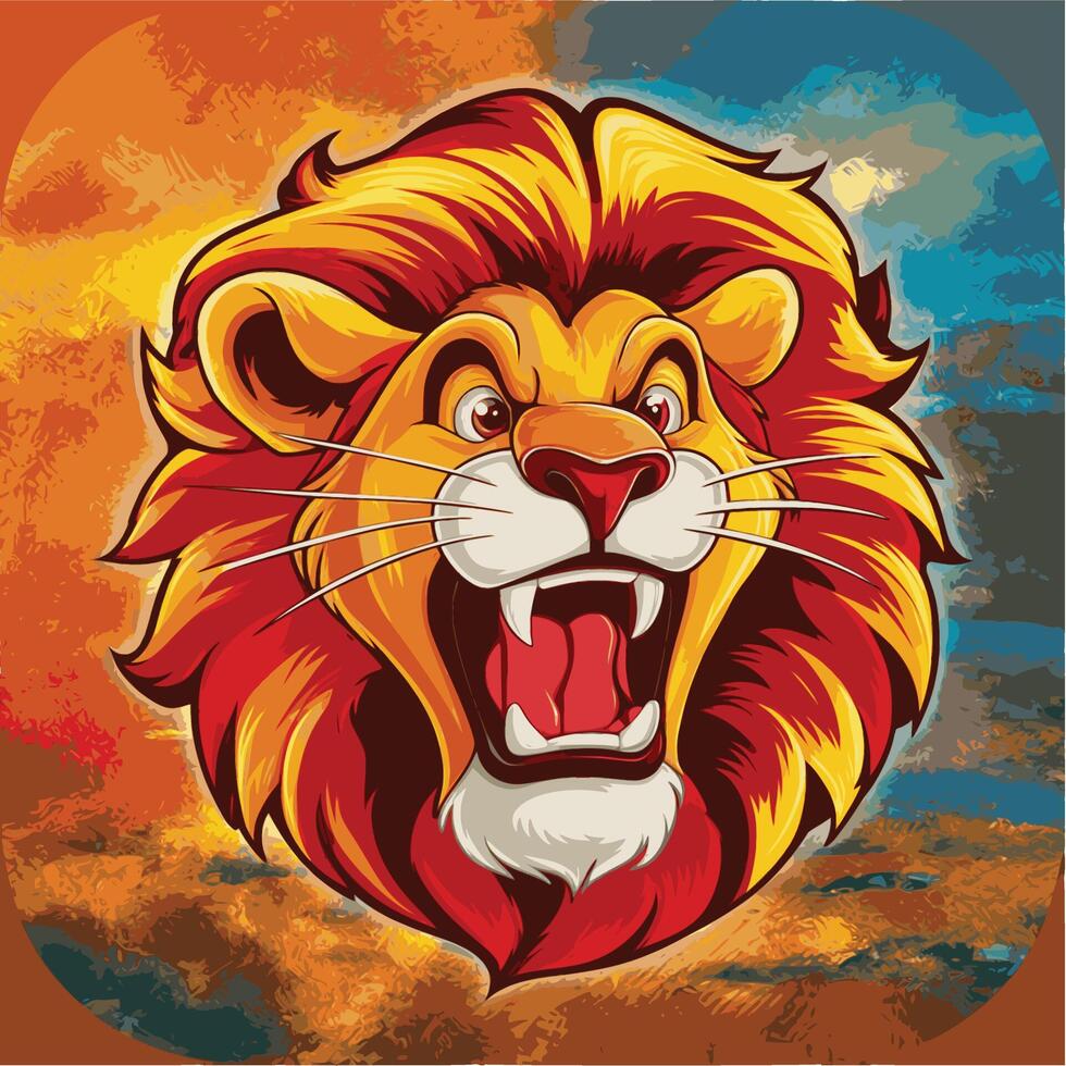 lion roar head design illustration logo colorful vector