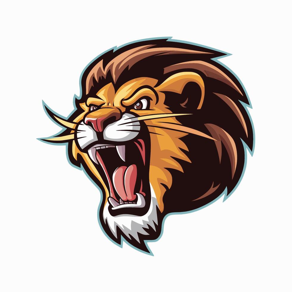 lion head design illustration logo on white background vector