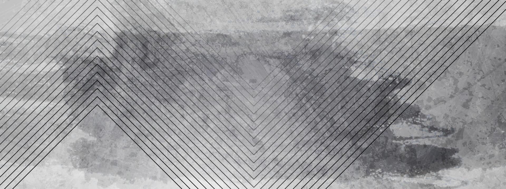 Grey grunge geometric banner design with lines vector