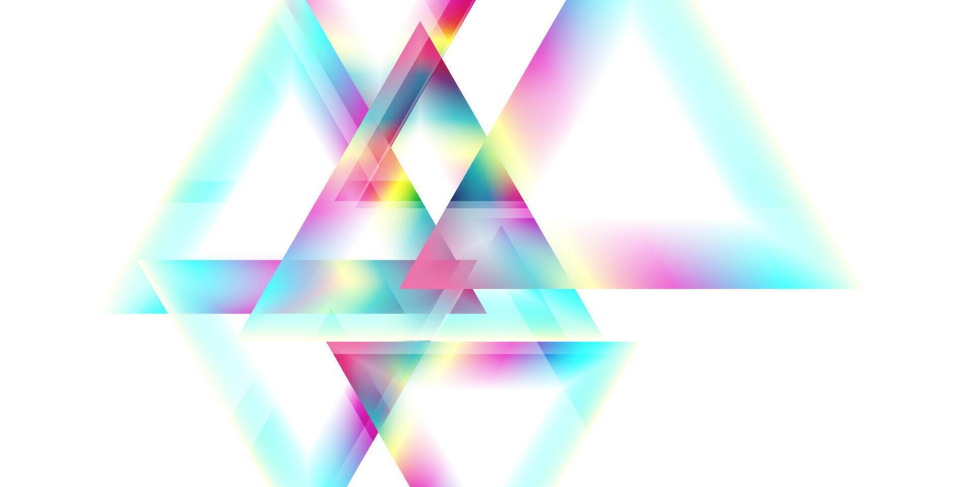 Holographic triangles geometric abstract tech background vector