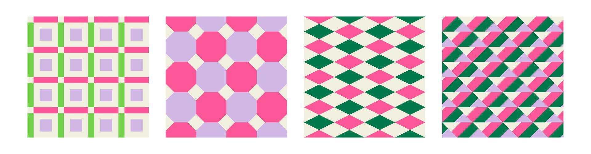 Set of Essential geometric printable seamless pattern with abstract Minimal elegant line form stroke shapes in vibrant colors. Modern simple background in minimalist mid century style wall art vector