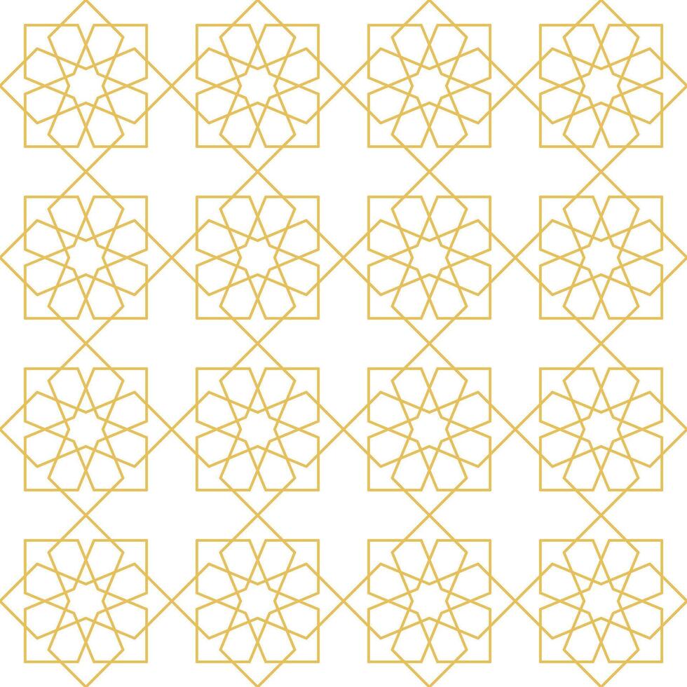 Arabic geometric mosaic printable seamless pattern with abstract Moroccan print in blue and orange colors. Ramadan Kareem Traditional Islamic art Illustration background vector