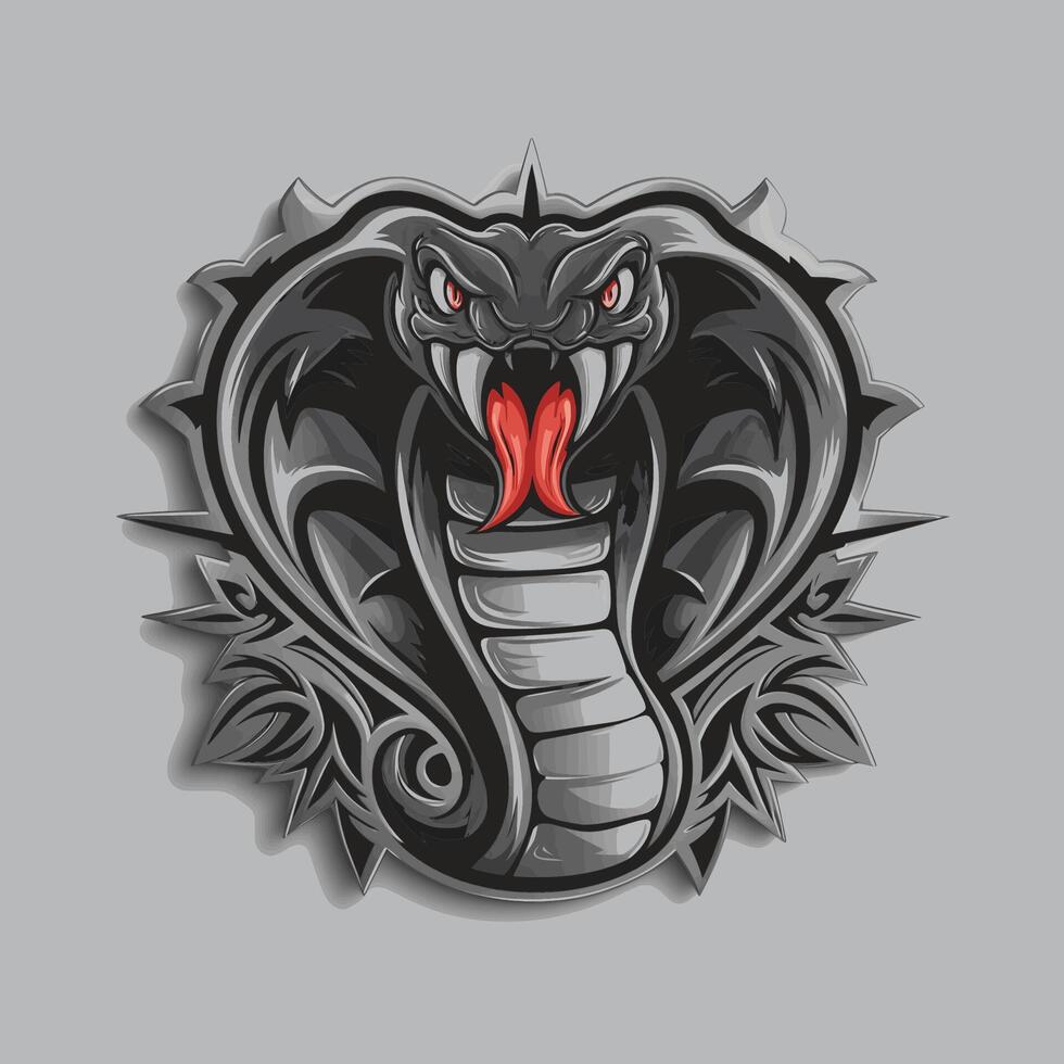 snake cobra design illustration on silver background vector