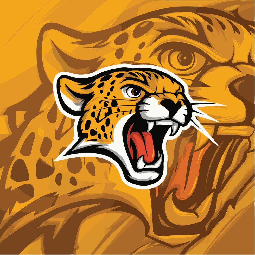 cheetah roar design logo illustration vector
