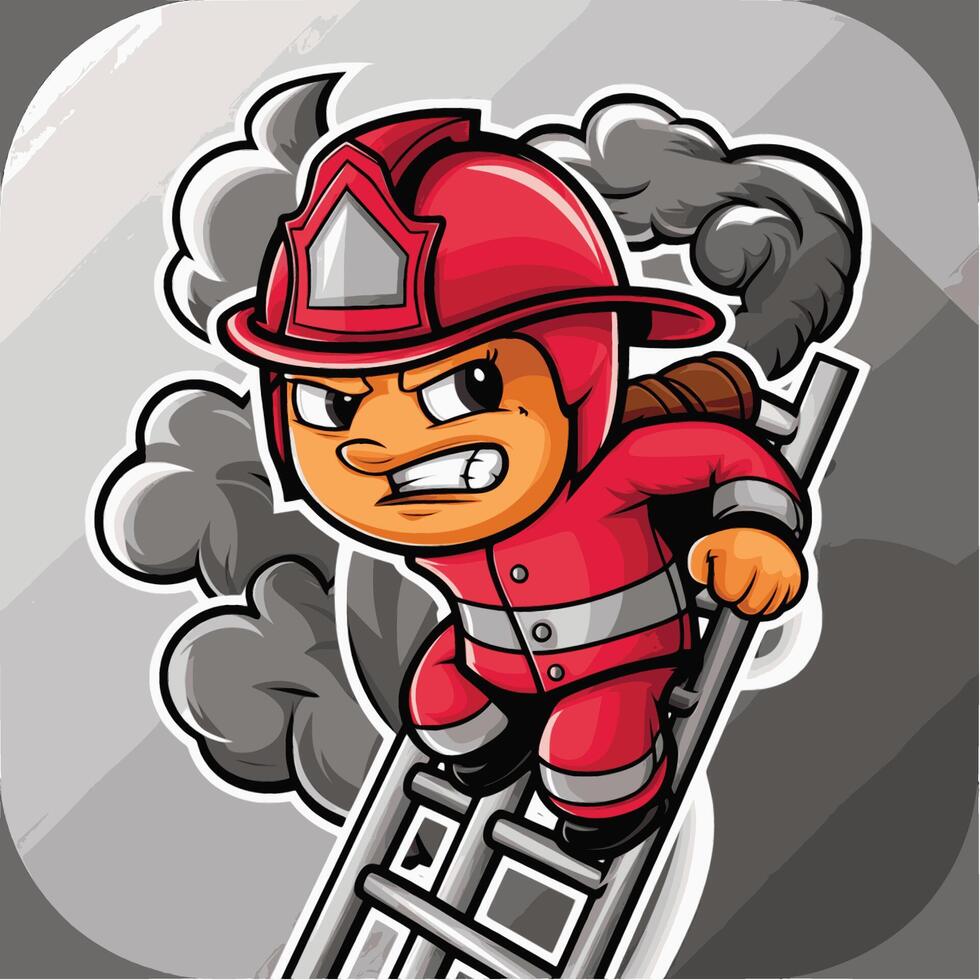 firefighter down the stairs design illustration vector