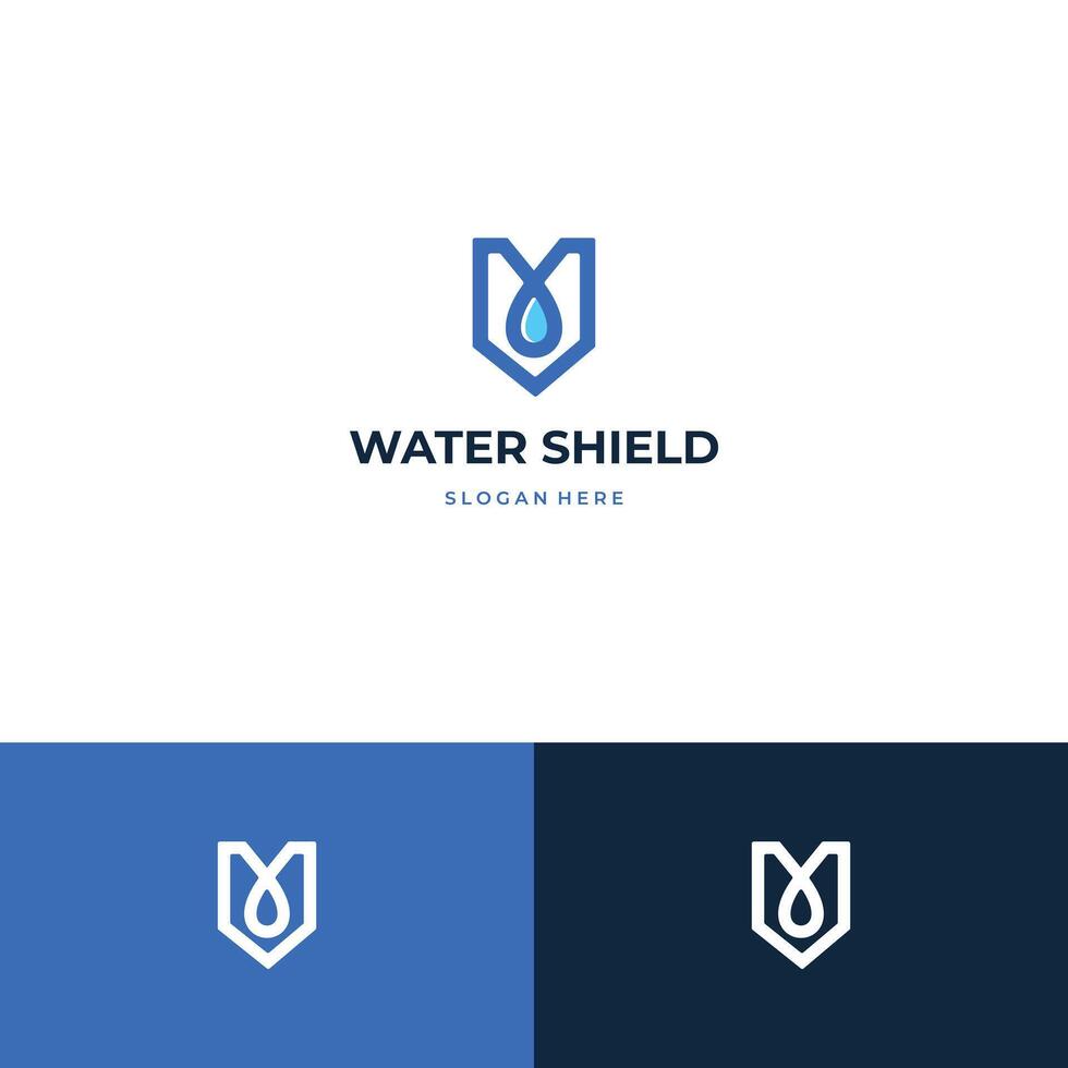 Shield with water logo design simple modern concept vector