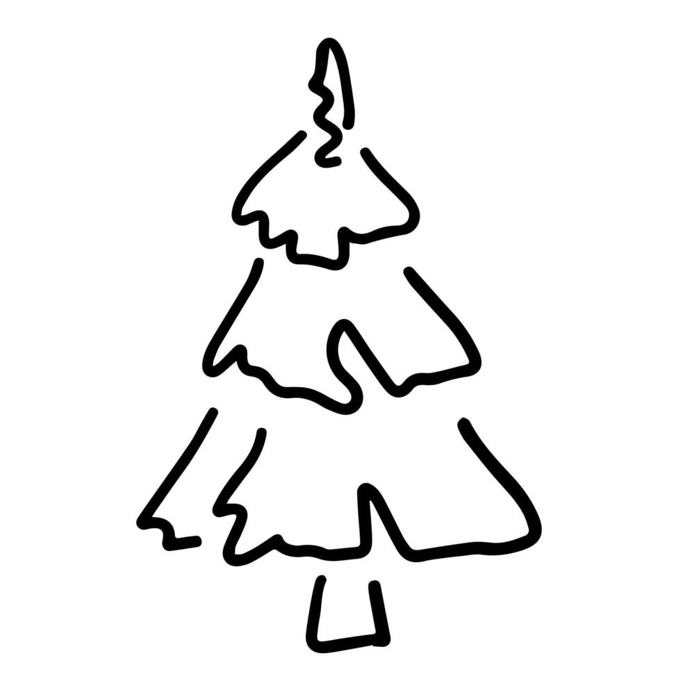 Black and White Christmas Tree Doodle vector