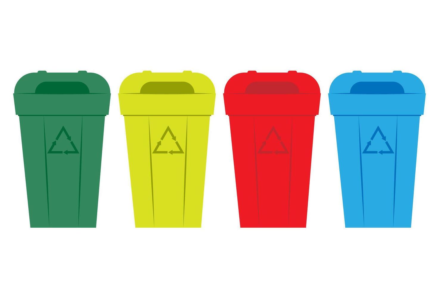 Set of Four Colorful Recycling Bins for Waste Separation and Environmental Sustainability vector