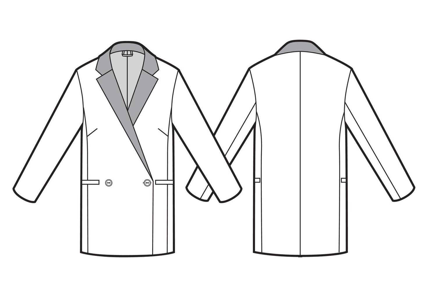 Women business jacket. Front and back views vector