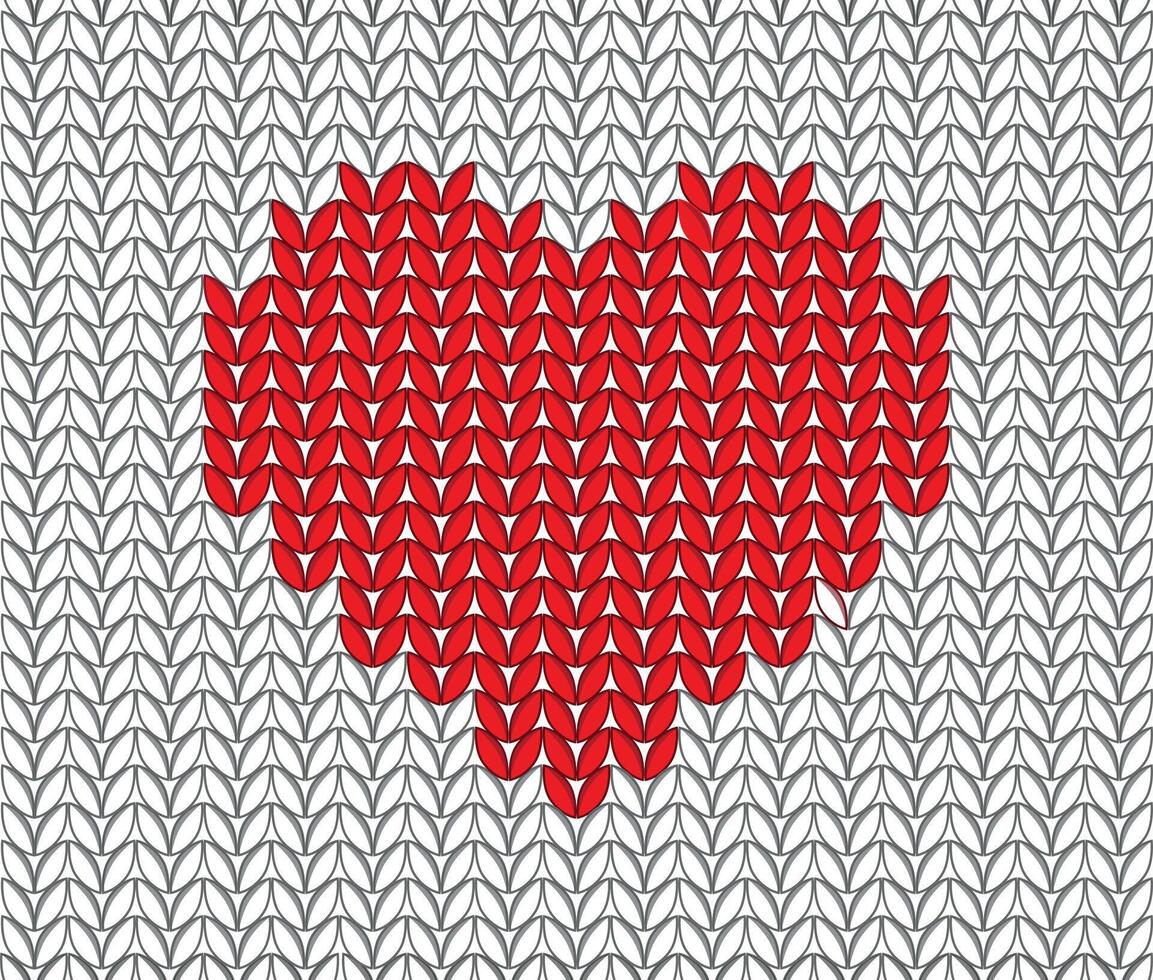 Hand drawn knitting pattern with heart vector