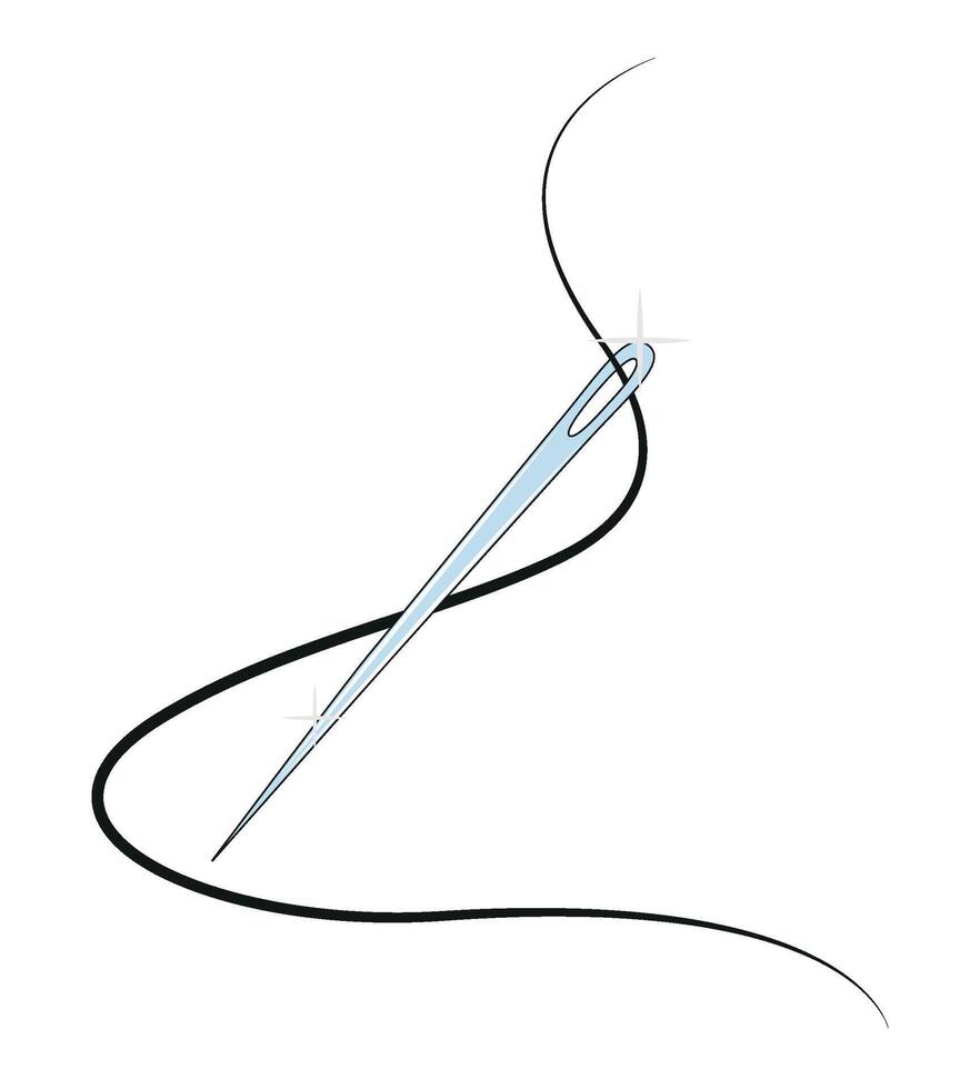 illustration of sewing needle and thread. Clipart vector