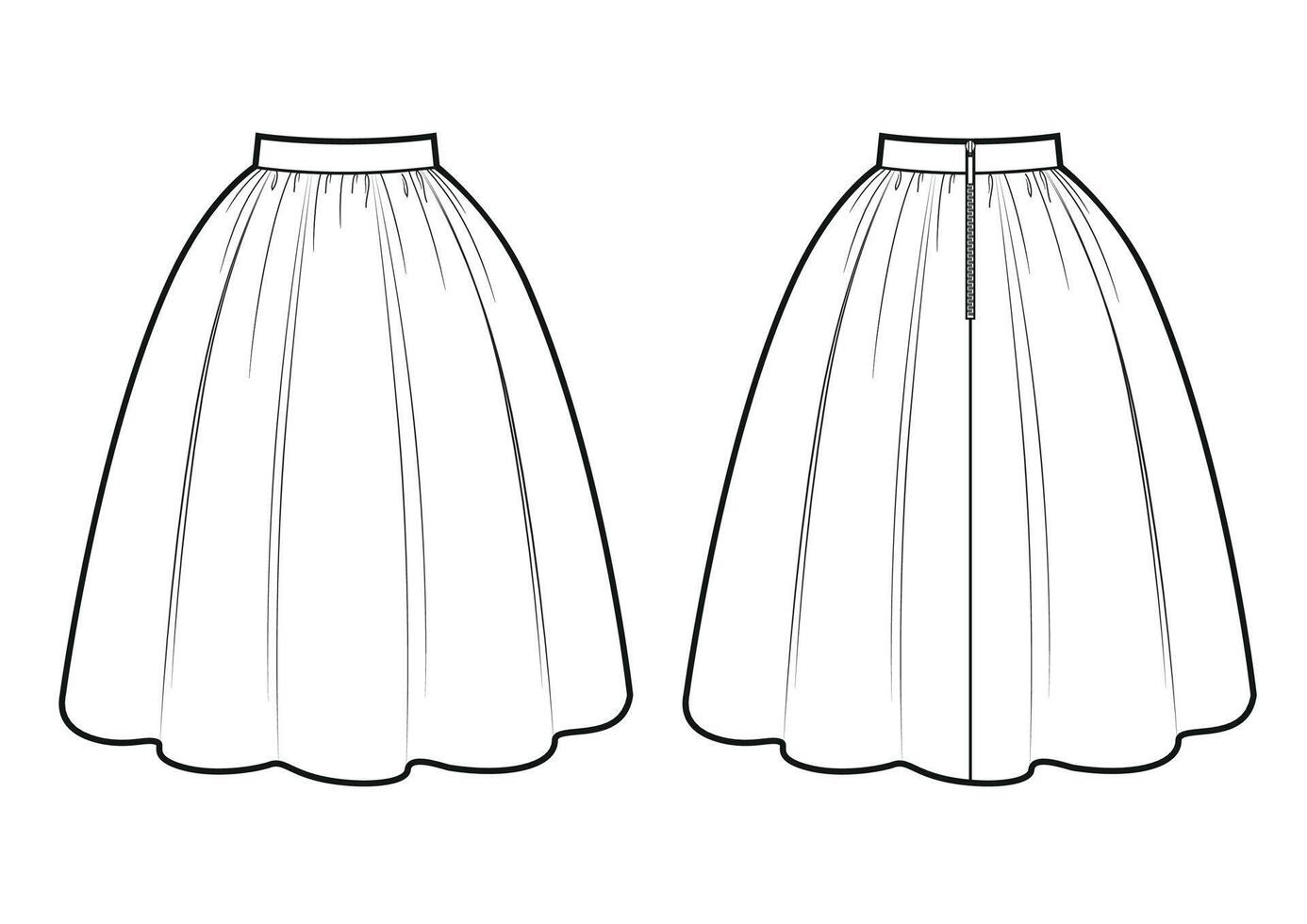 Retro skirt template on white vector