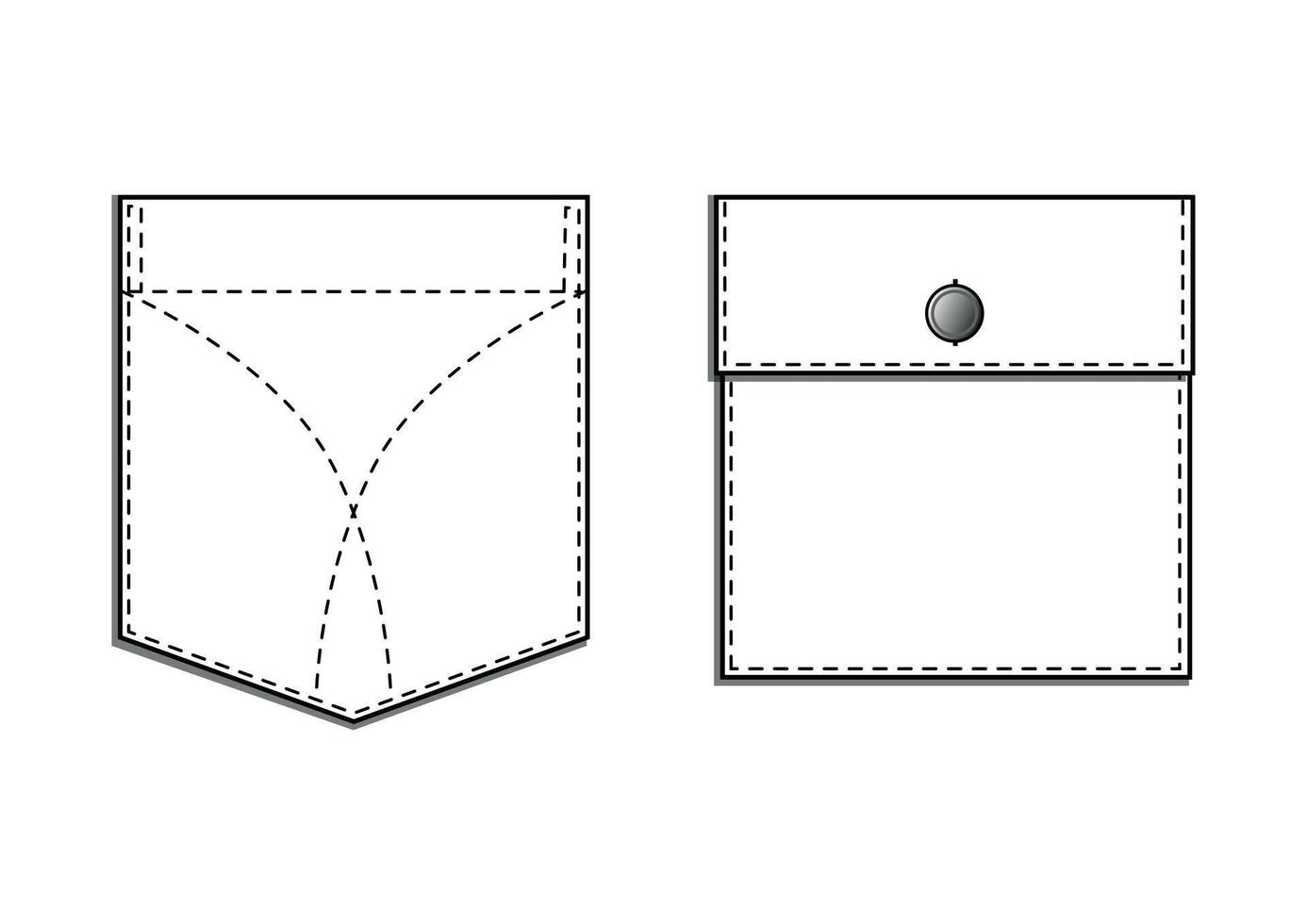 Pocket symbols. Black and white illustration. vector
