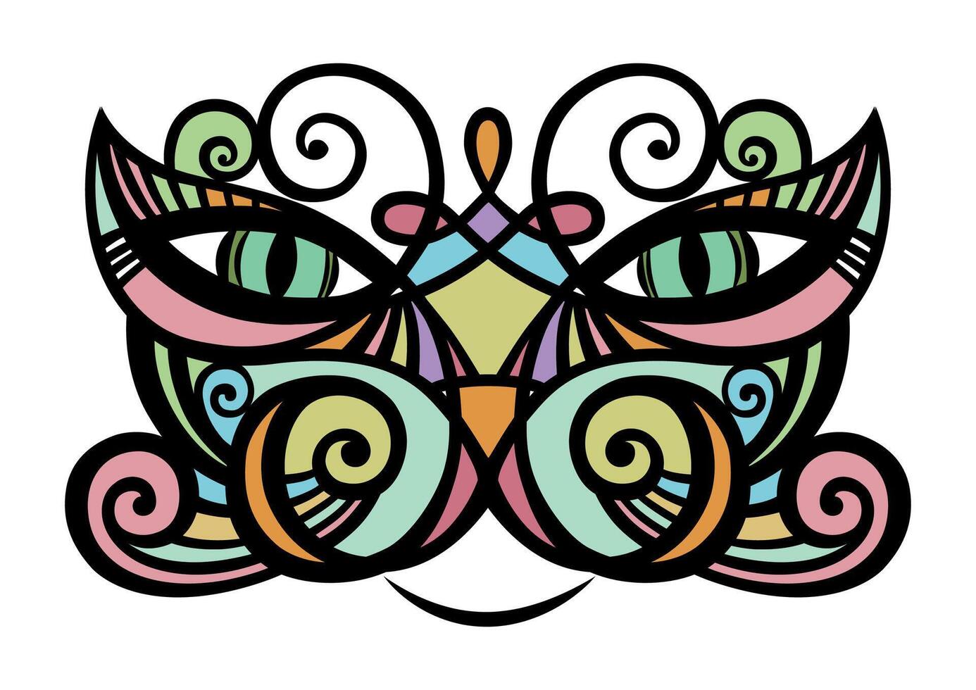 Colored portrait of a cat. A pet line art. vector