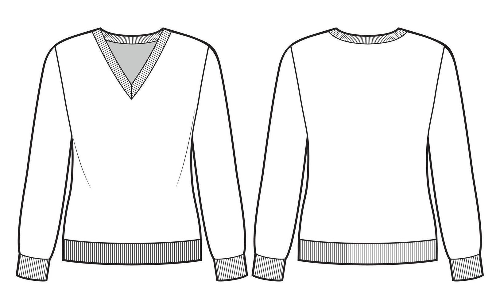 Women V-neck Basic Sweater slim fit vector