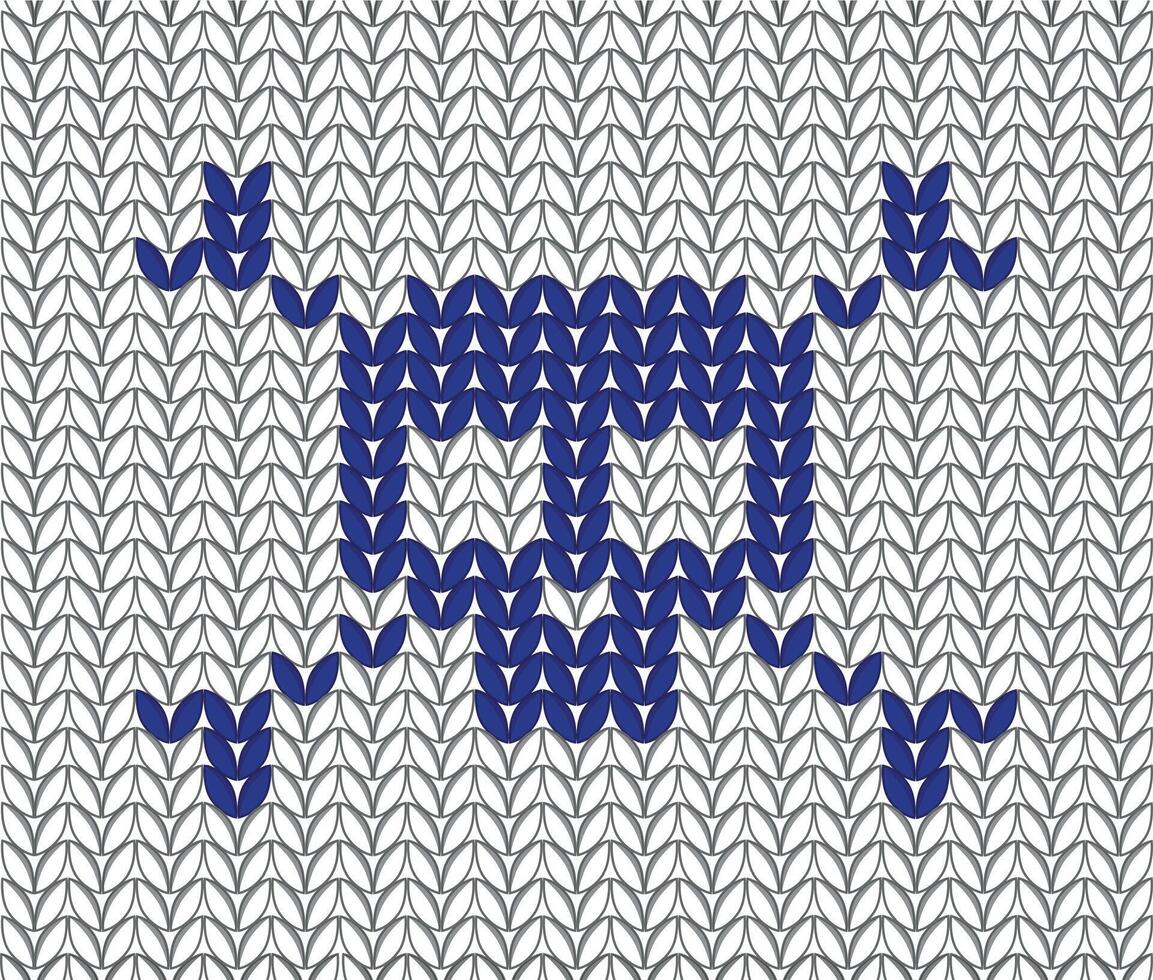 Knitting pattern with blue skull vector