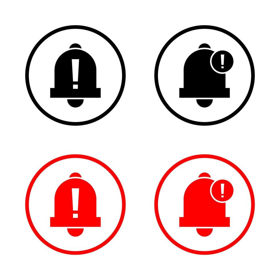 Warning bell icon on circle line. Exclamation mark with bells concept vector