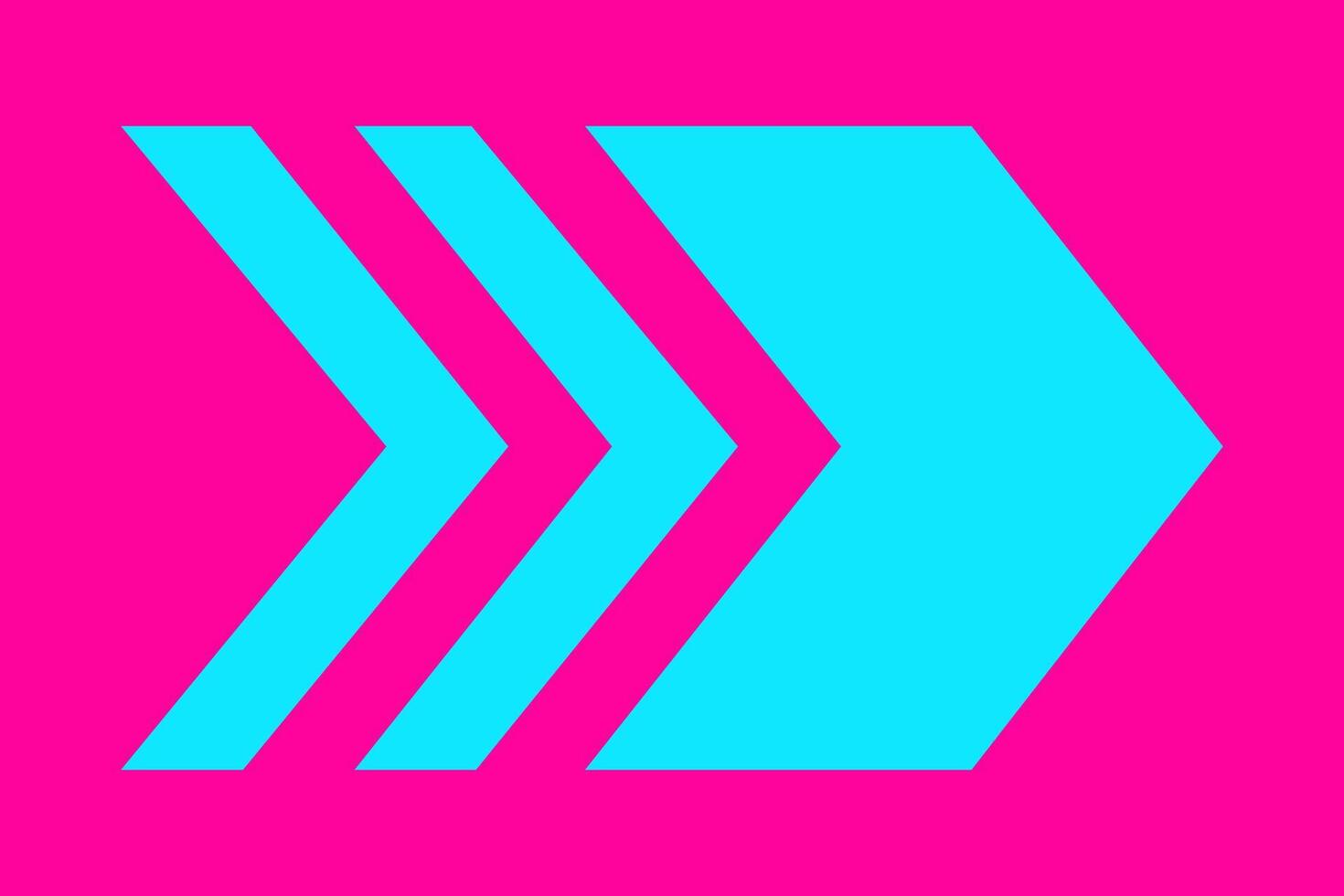 Blue arrow isolated on pink background for direction, queue, progress symbol vector
