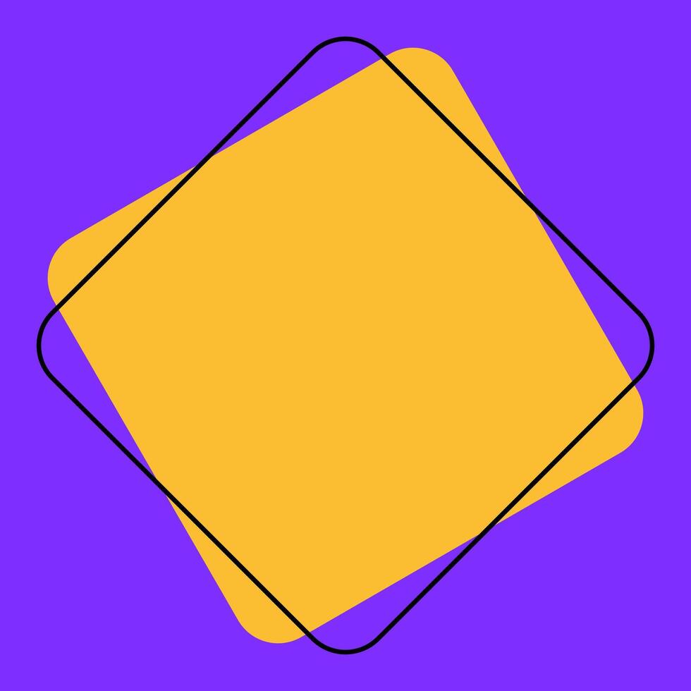Rounded square frame isolated on purple background vector