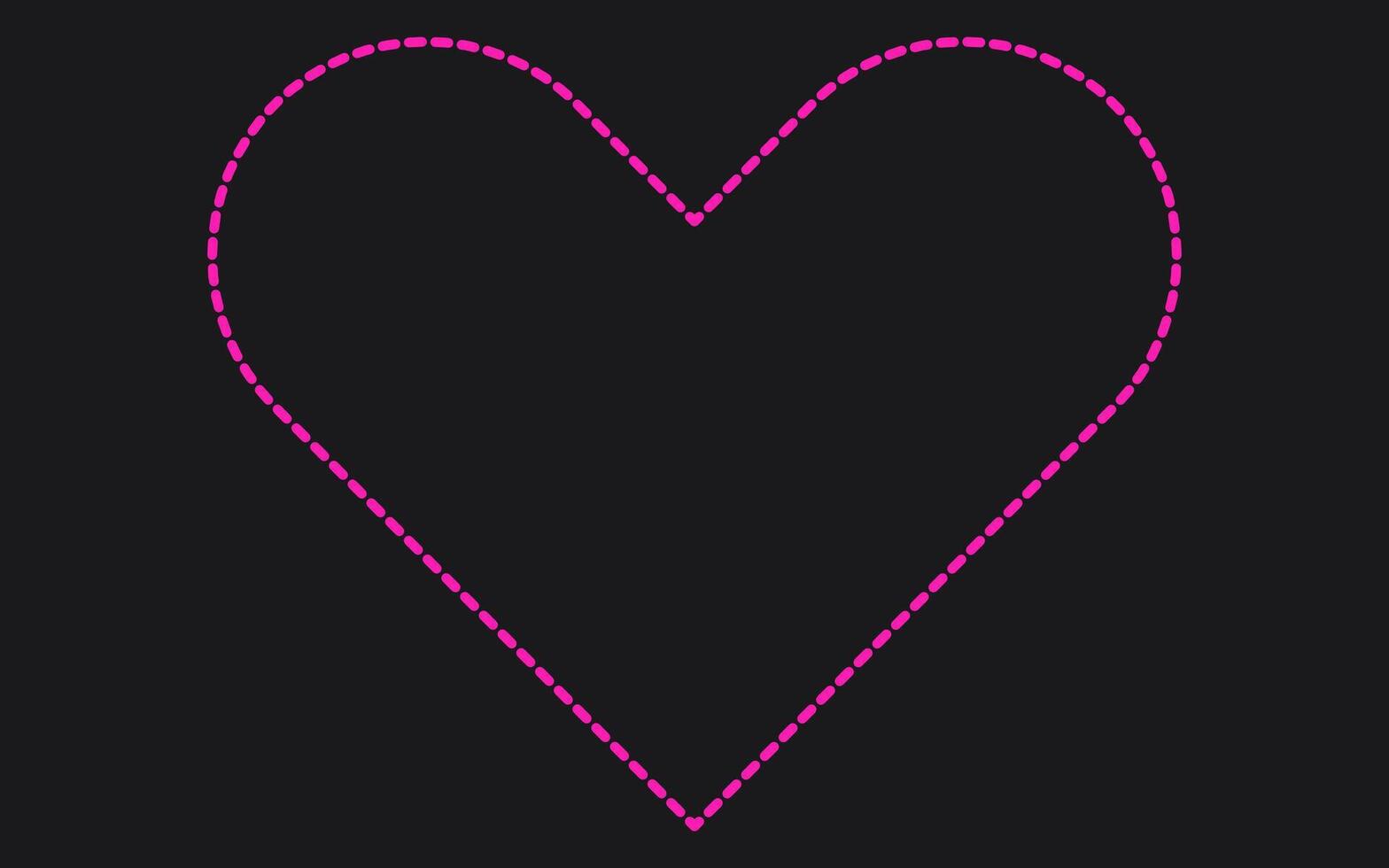Pink heart frame with dashed line isolated on dark background vector