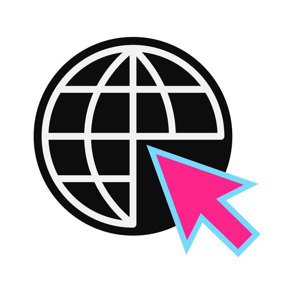Web icon with mouse click for cyberspace and global communication symbol vector
