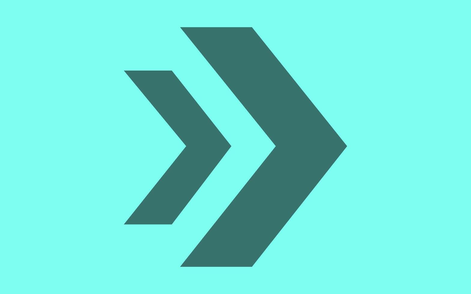 Green arrow isolated on aqua background for direction, queue, progress symbol vector