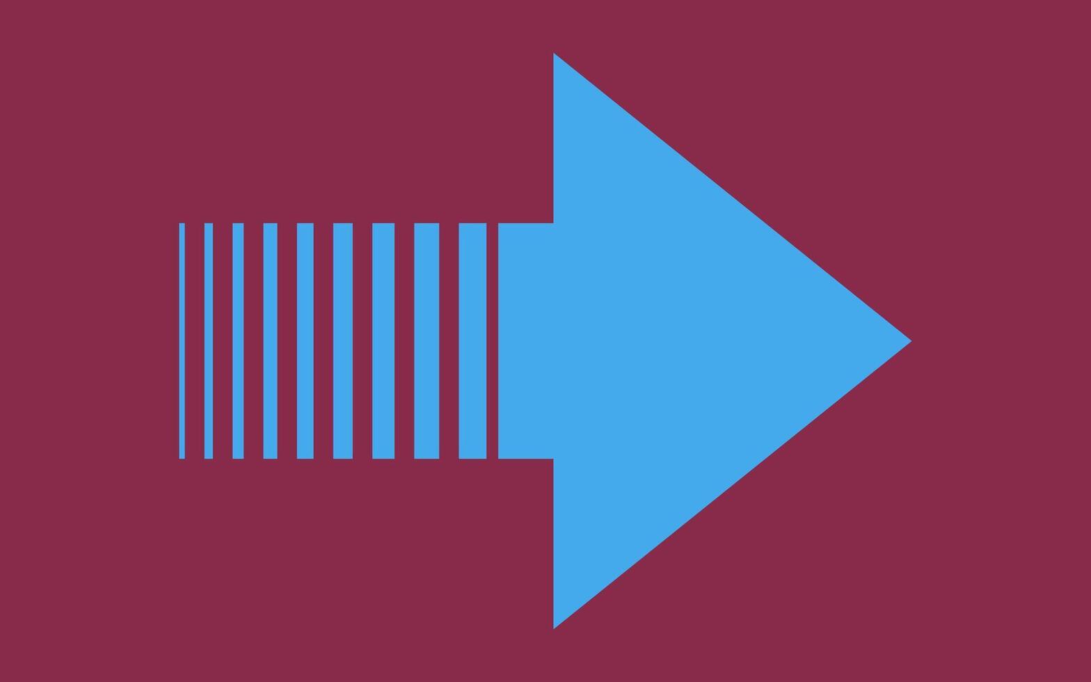 Blue arrow isolated on dark red background for direction, queue, progress symbol vector