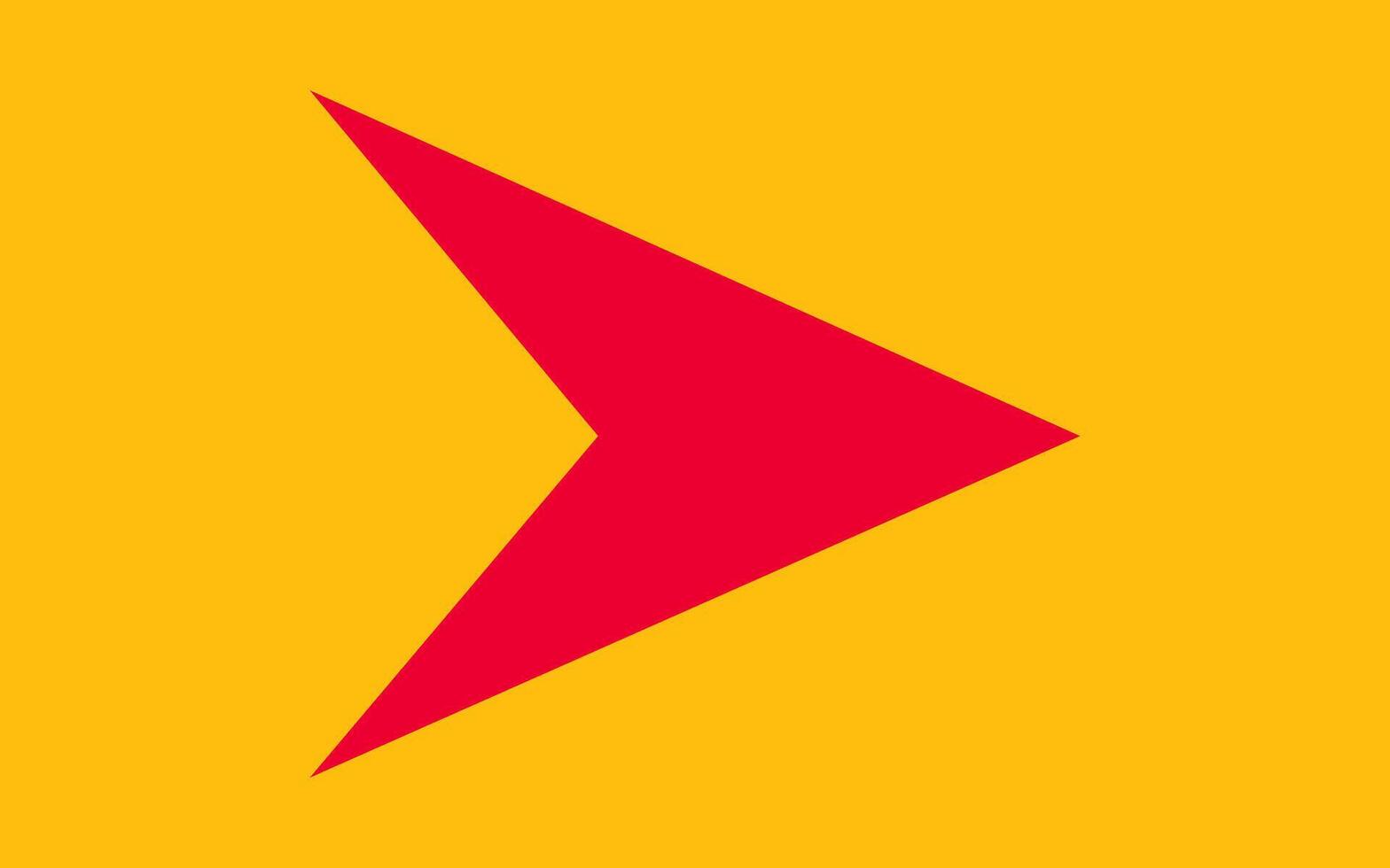 Red arrow isolated on yellow background for direction, queue, progress symbol vector