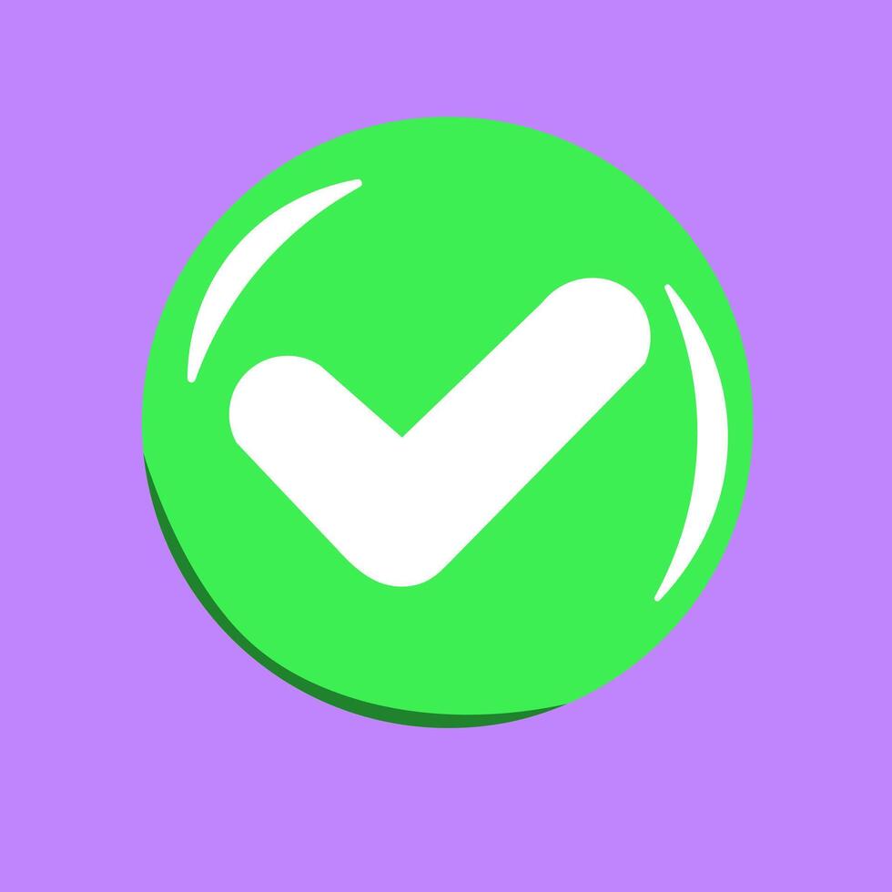Shiny check mark for approved and verify symbol vector