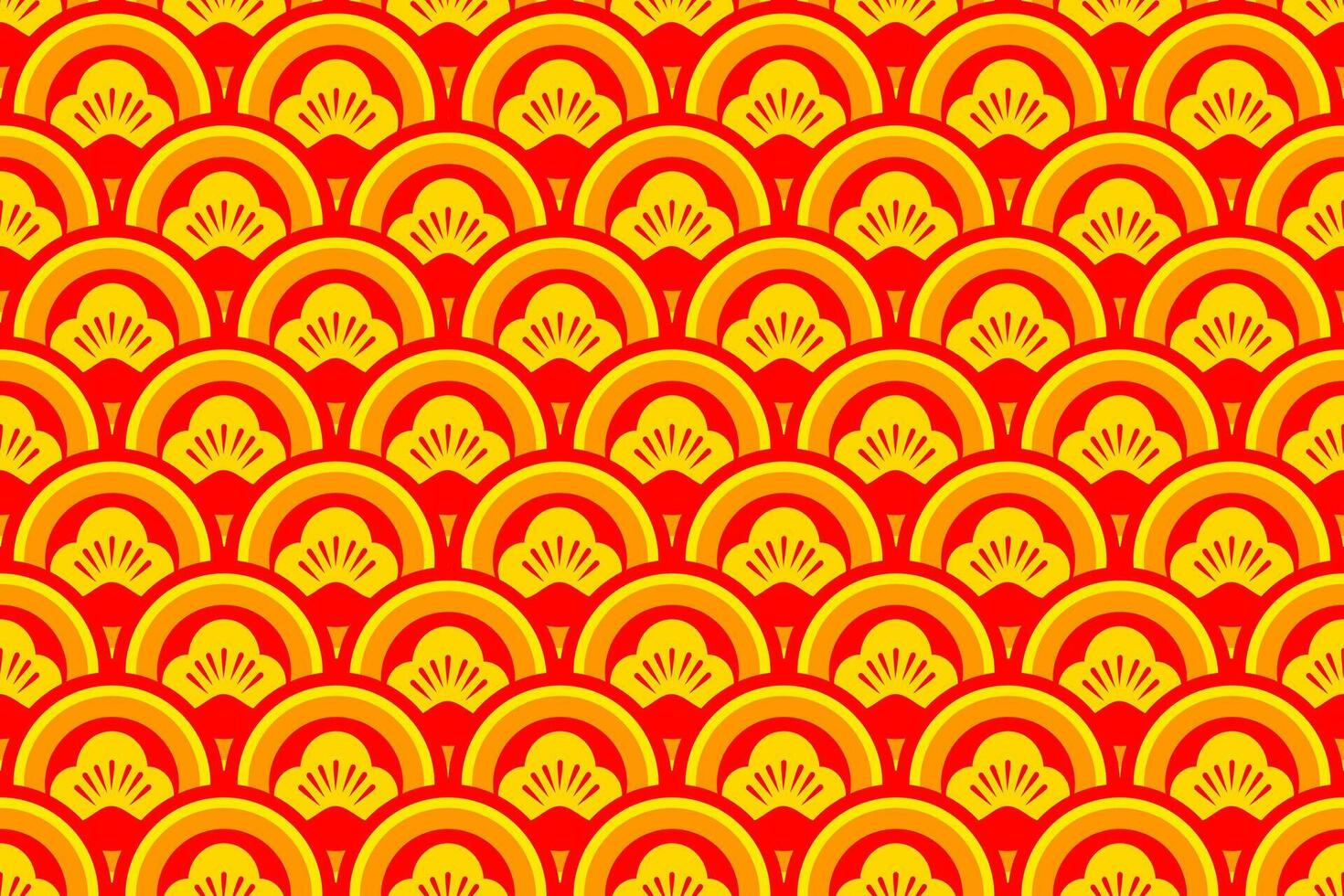 Chainese pattern red and yellow. Geometric silk texture. vector
