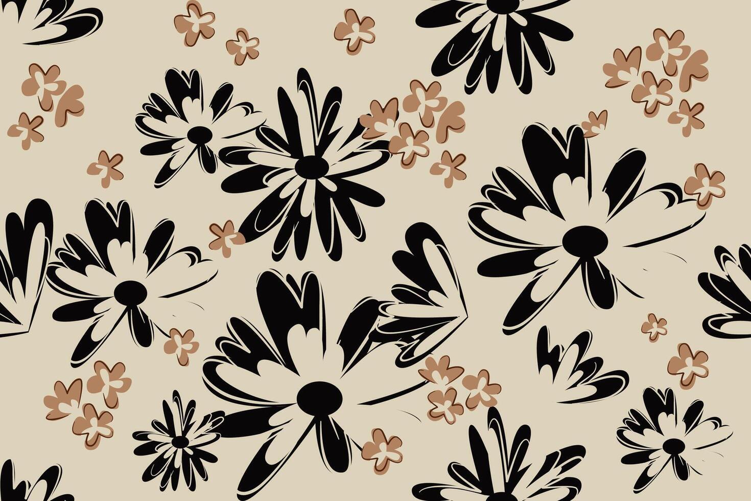 Abstract flower seamless pattern. brush texture. vector