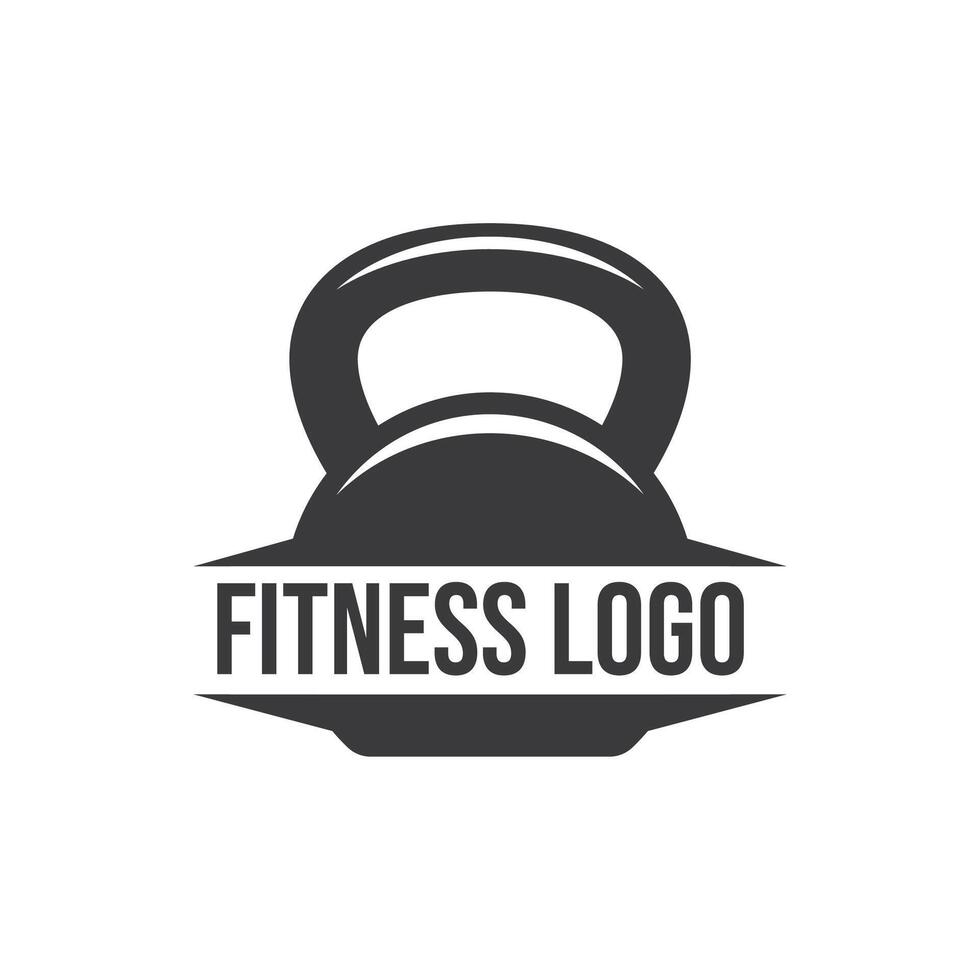 Fitness club logo with kettlebell on white, illustration template vector