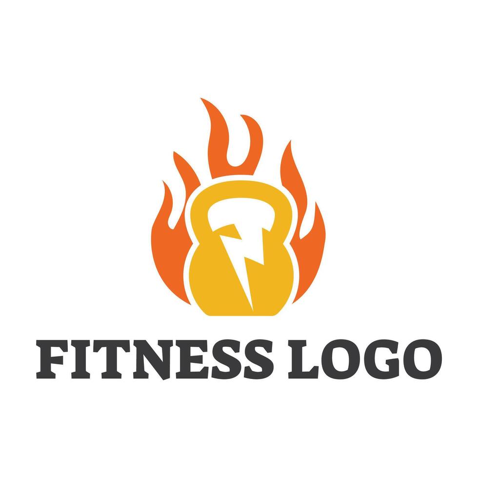 Fitness club logo with kettlebell on white, illustration template vector