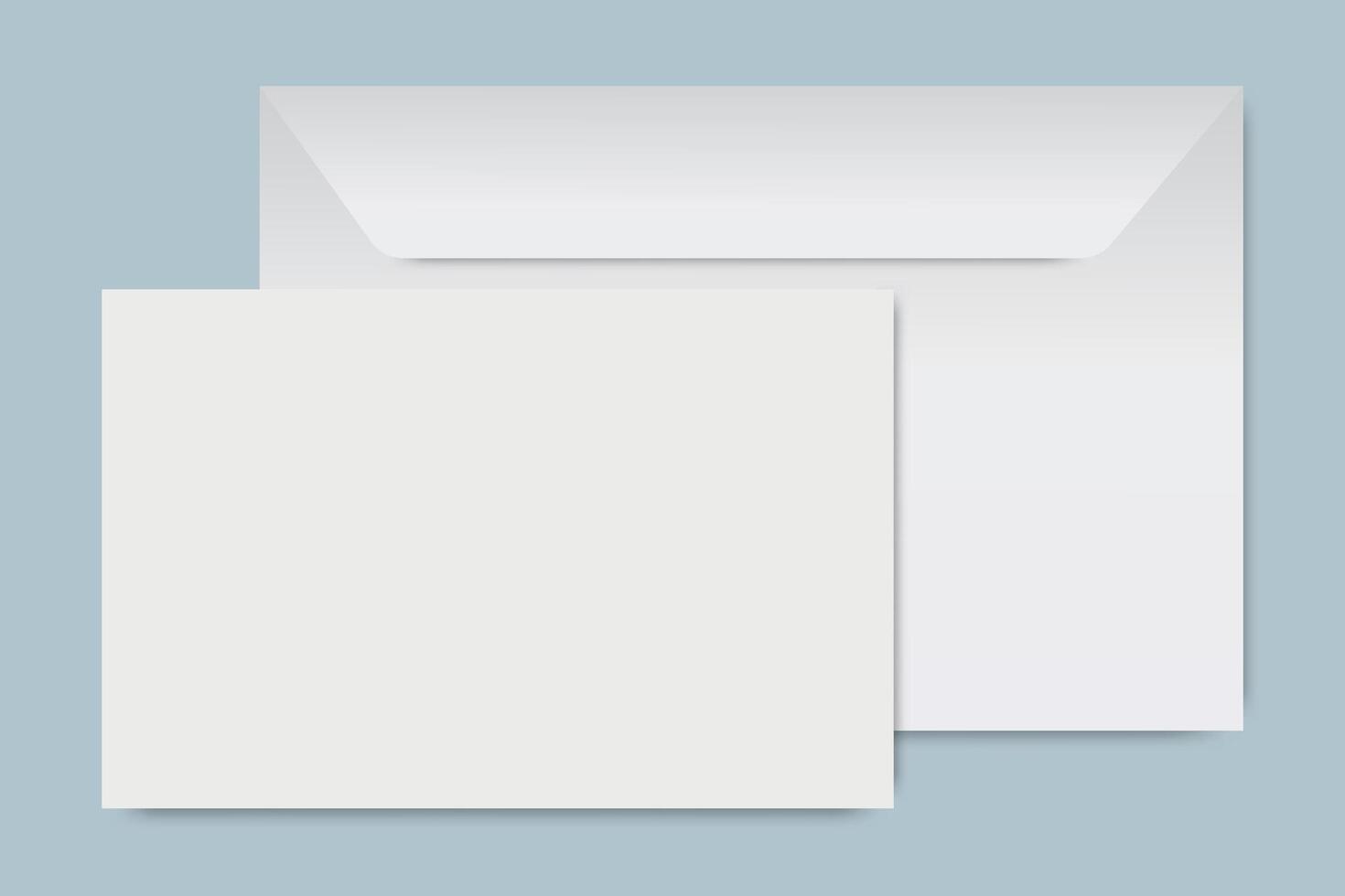 Blank white envelope and card template with a minimalist design on a light background for correspondence vector