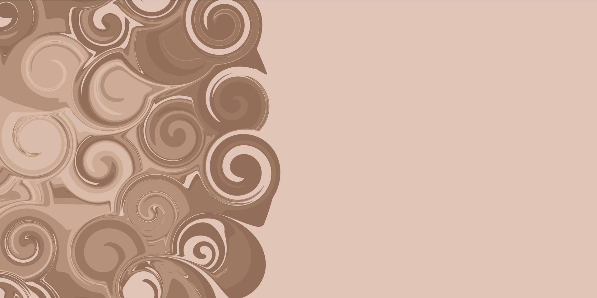 Nude tan fluid swirl horizontal background to create a trendy cover. Beige texture for web design. vector