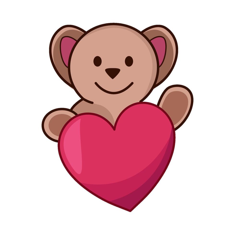 illustration of teddy bear holding heart vector