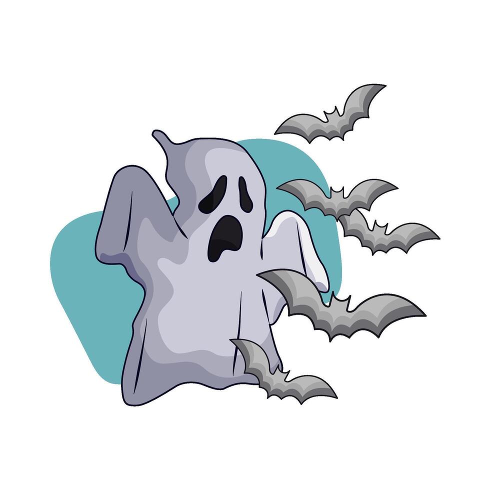 ghost with bat illustration vector