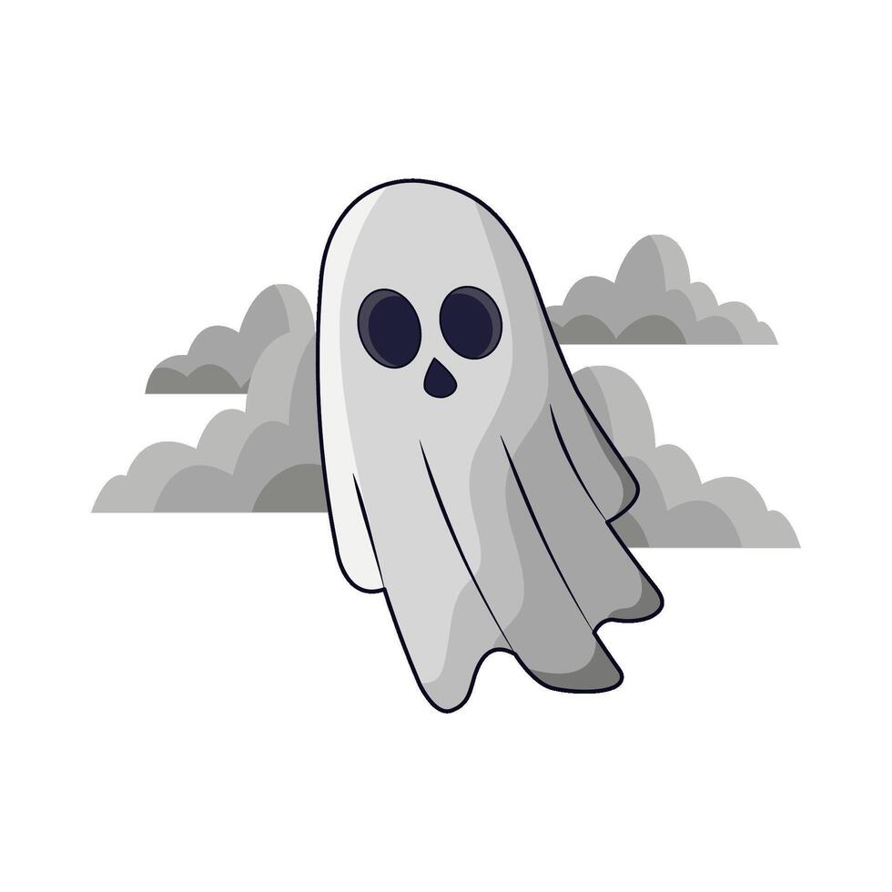 illustration of ghost with cloud vector