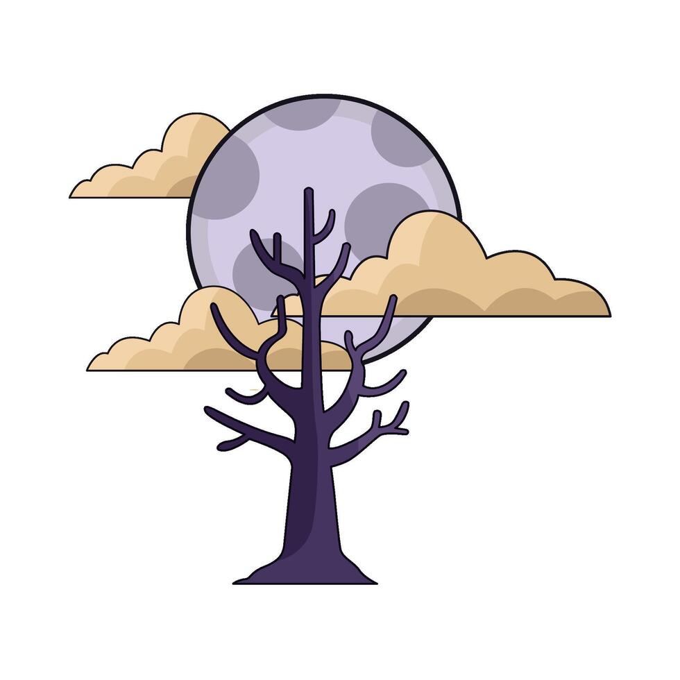halloween tree illustration vector