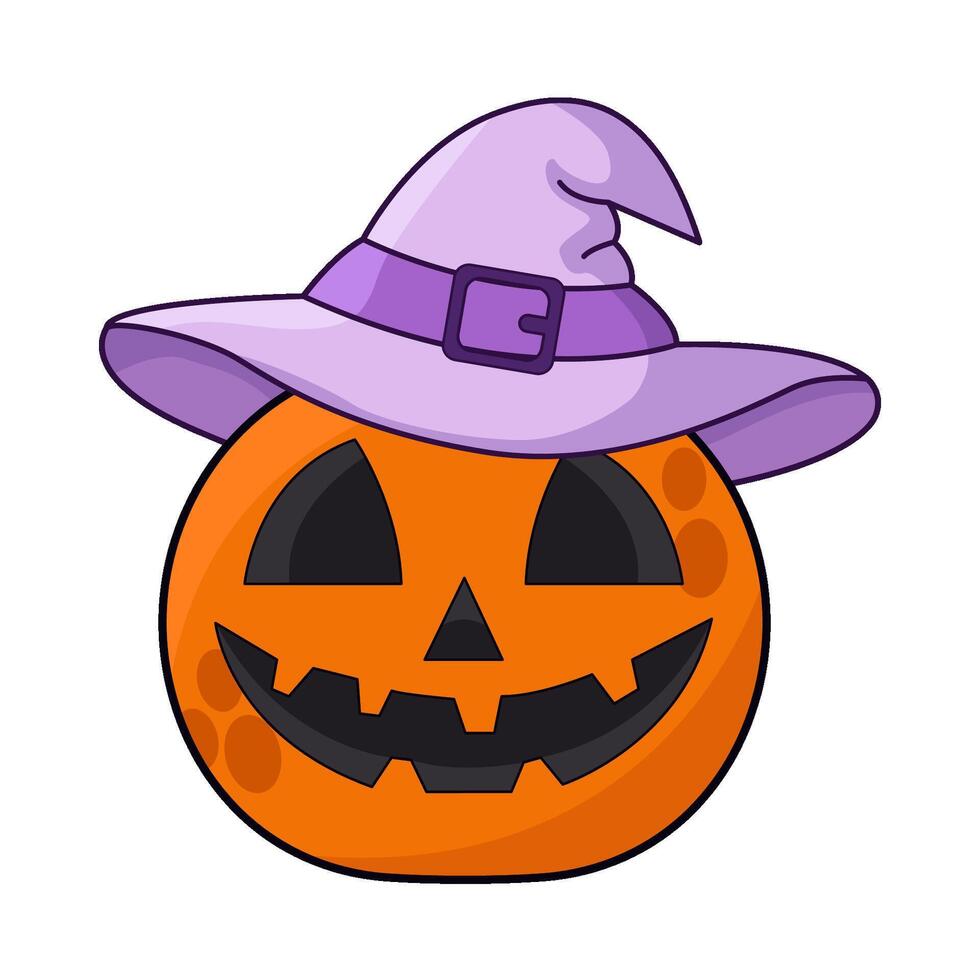 illustration of halloween pumpkin with hat vector