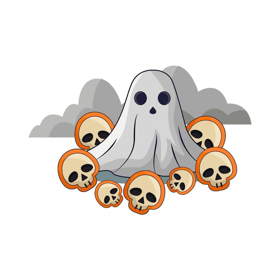illustration of ghost with skull vector