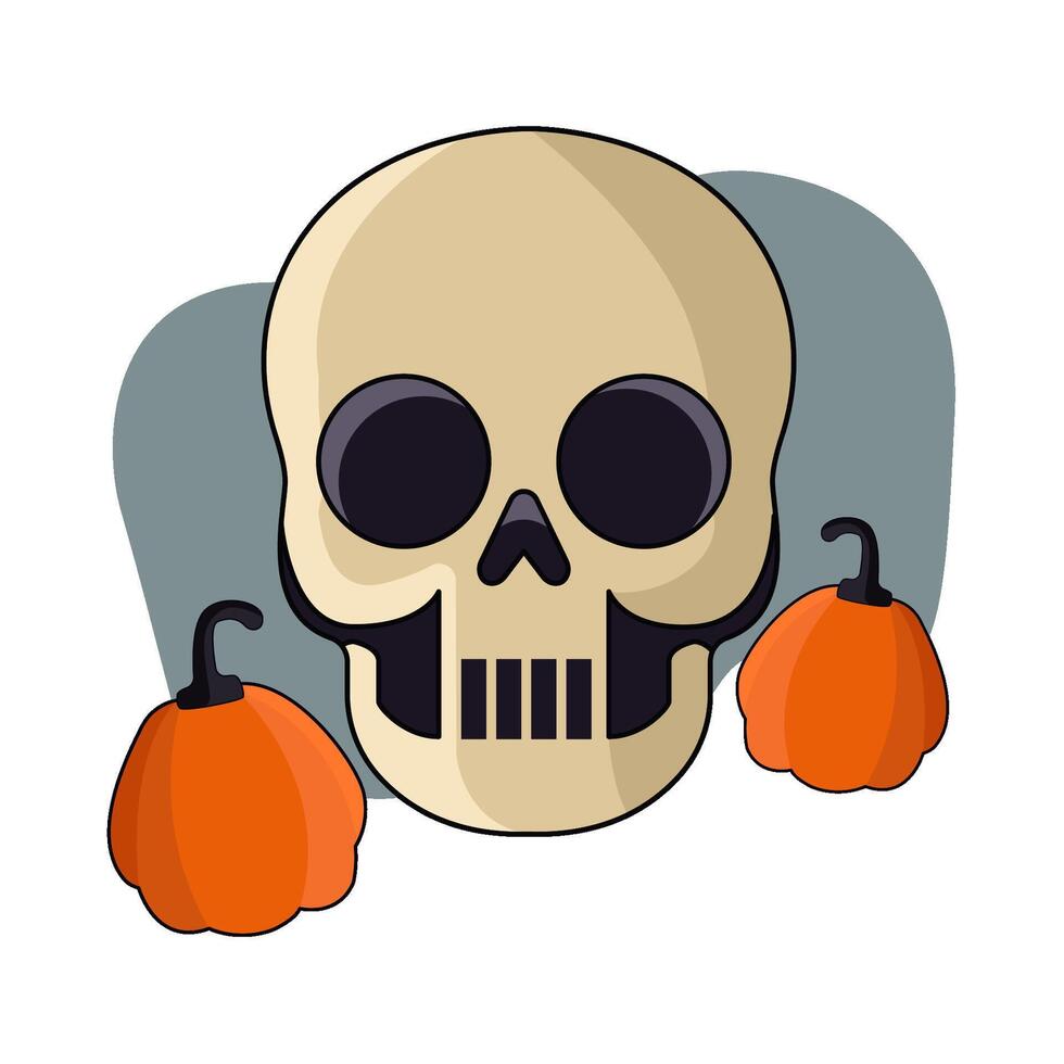 illustration of skull with pumpkin vector