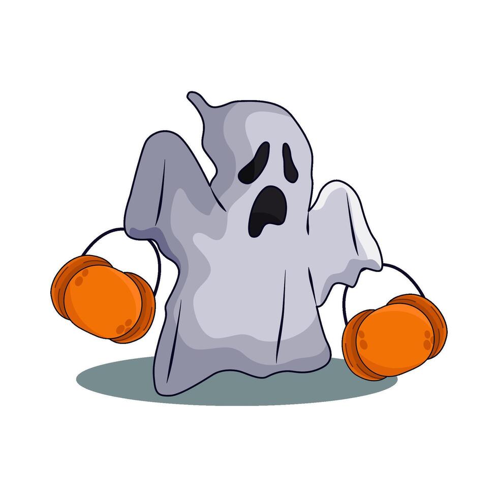 illustration of ghost with pumpkin vector