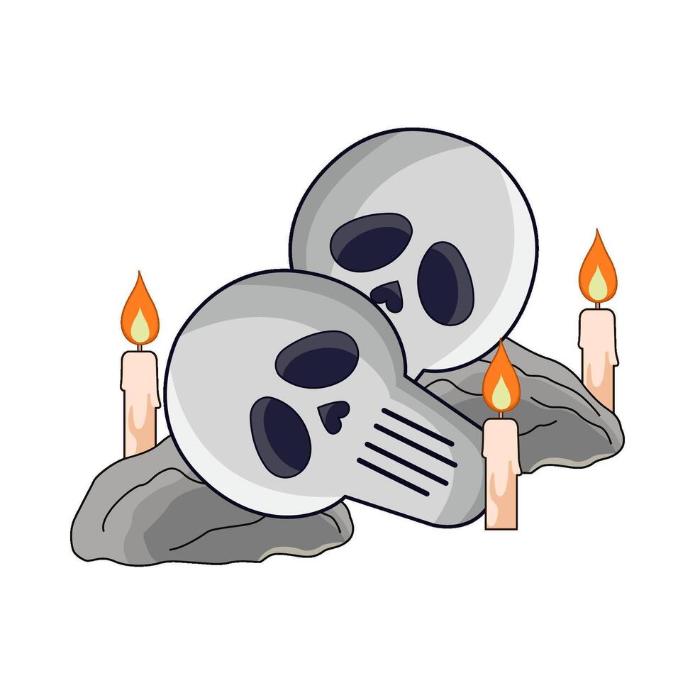 illustration of skull with candle vector