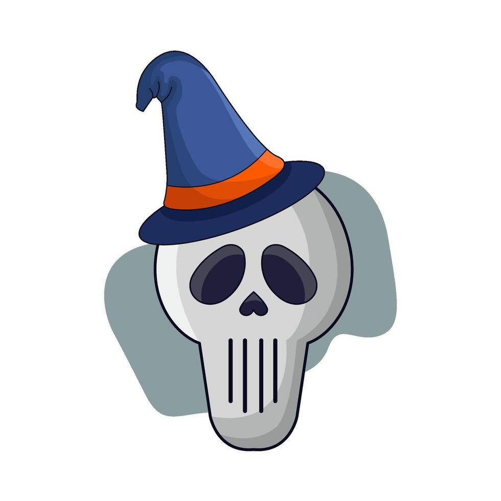 illustration of skull with witch hat vector
