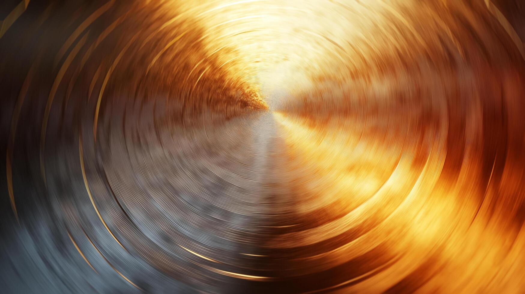 Abstract circular motion in golden and metallic tones, creating a sense of depth, movement, and energy photo
